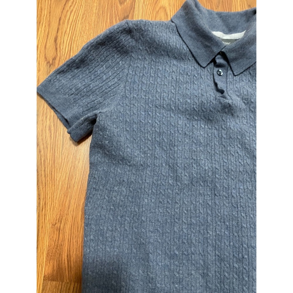 Grayson & Dunn Polo Mens Small Merino Wool Textured Knit Blue Slim Fit - Picture 7 of 9